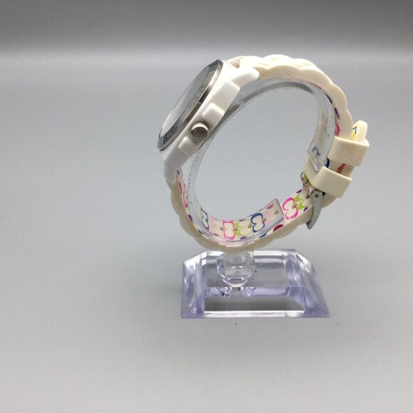 Coach Watch Women 42mm Silver Tone Logo Dial White Band New Battery main image 6